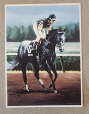 Signed Print of Holy Bull by Jockey Mike Smith, 8"x11