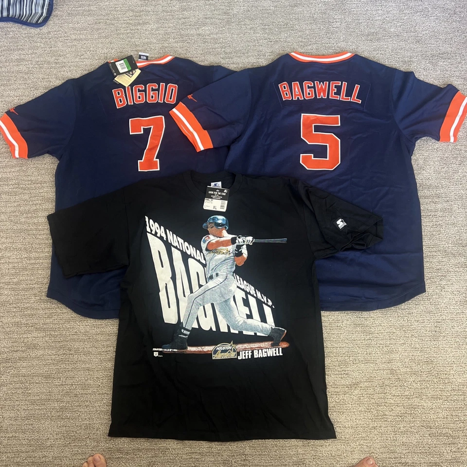 VINTAGE 1994 MVP  Bagwell Tshirt,  2011 NIKE Coopertown BAGWELL + Biggio Jerseys - Image 2 of 4