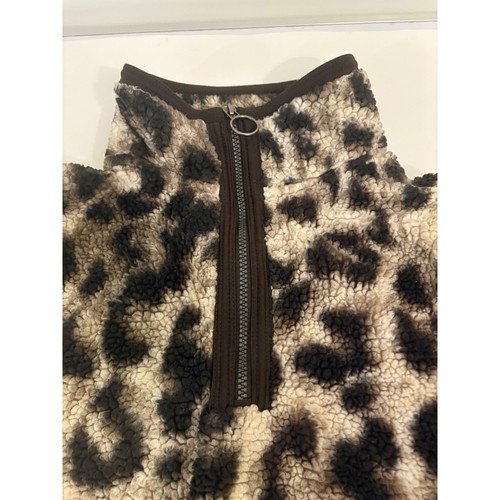 Cozy Sherpa Leopard Print Quarter Zip Pullover Jacket Women's Medium M - Picture 4 of 7