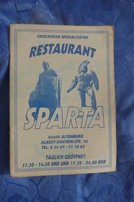 Altenburg, alte Speisekarte Restaurant Sparta, griechisch, Neunziger, D-Mark