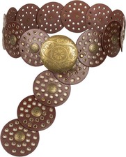 Women Wide Western Disc Belt Cowgirl Boho-Concho Leather Belts for Jeans Dress