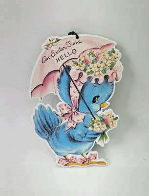 Hobby Lobby Blue Bird Easter Ornament Vintage Postcard Style Image