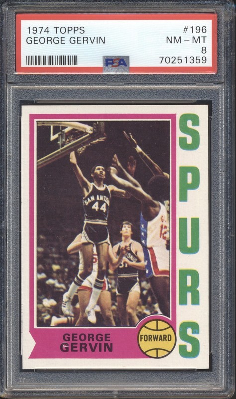 1974 Topps Basketball George Gervin ROOKIE #196 PSA 8 SPURS NM-MT HOF