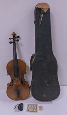 Antique - German 4/4 Stradivarius Violin For Repair w/ Case