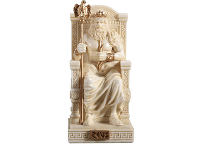 Zeus auf Thron griechisch römisch König der Götter begrenzt Miniatur Polyresin Statue