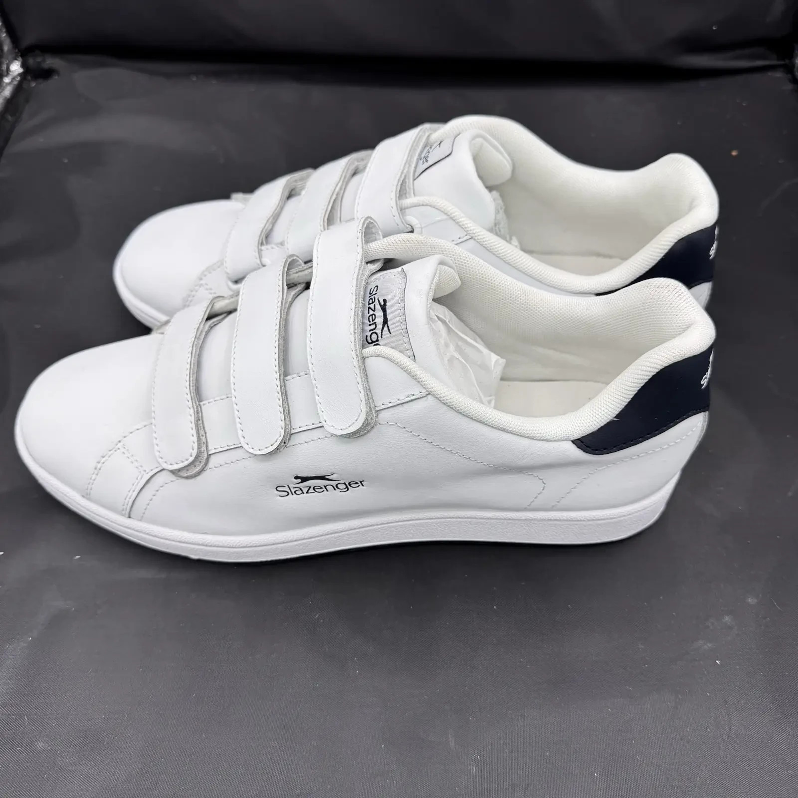 Slazenger Trainers UK 10 EU 45 White Navy Triple Hook & Loop Strap Casual Shoes image 3