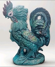 Figura de gallo/gallo turquesa Enesco GRANDE 10” de alto vintage de colección y rara