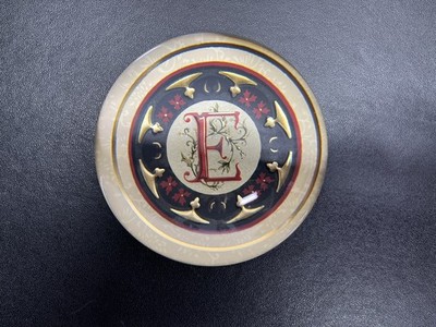Vintage Punch Studio Crystal Glass Paperweight Monogram Letter ''E  Gift