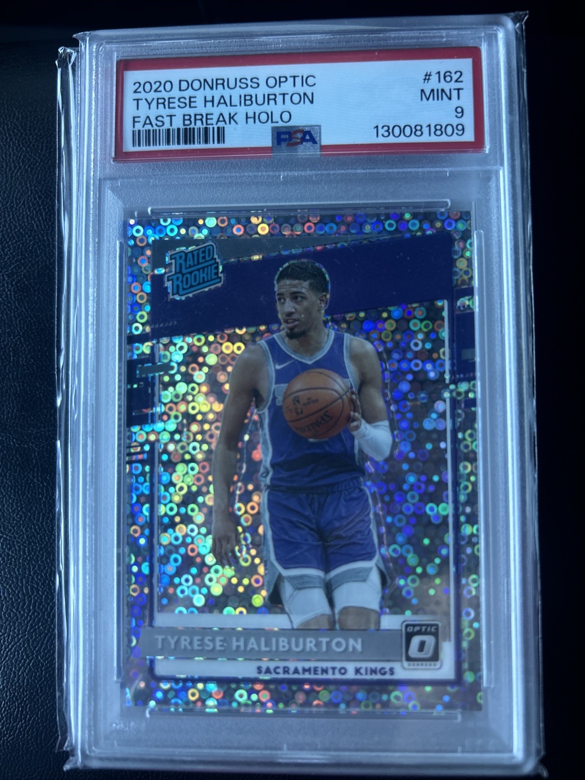 2020-21  - Rated Rookie Tyrese Haliburton #162 Fast Break Holo Prizm (RC) PSA 9