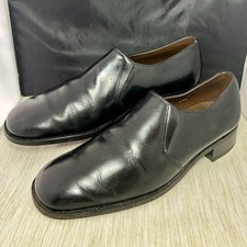 Savile Row Mens Shoes Black Leather /Soles Slip-on Loafers Handmade England UK10
