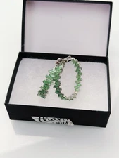 Bomb Party Simply Hoops~The Madison~Pale Green Ice Crystal on Rhodium~RBP7598