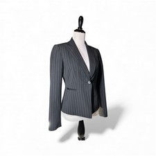 Ladies Blazer Jacket Size 6 Black Pin Stripe Lined