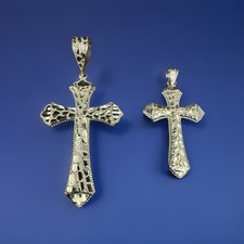 Genuine 10k Nugget Cross Solid Pendant Charm ...
