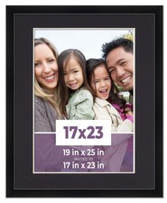 17x23 Frame Black With Black Picture Mat For 17x23 Photo - Black 19x25 Frame To