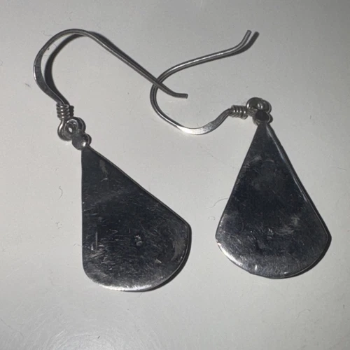 Vintage 925 sterling silver (marked) hand made Middle Eastern Earrings onyx? VGC - Picture 2 of 2