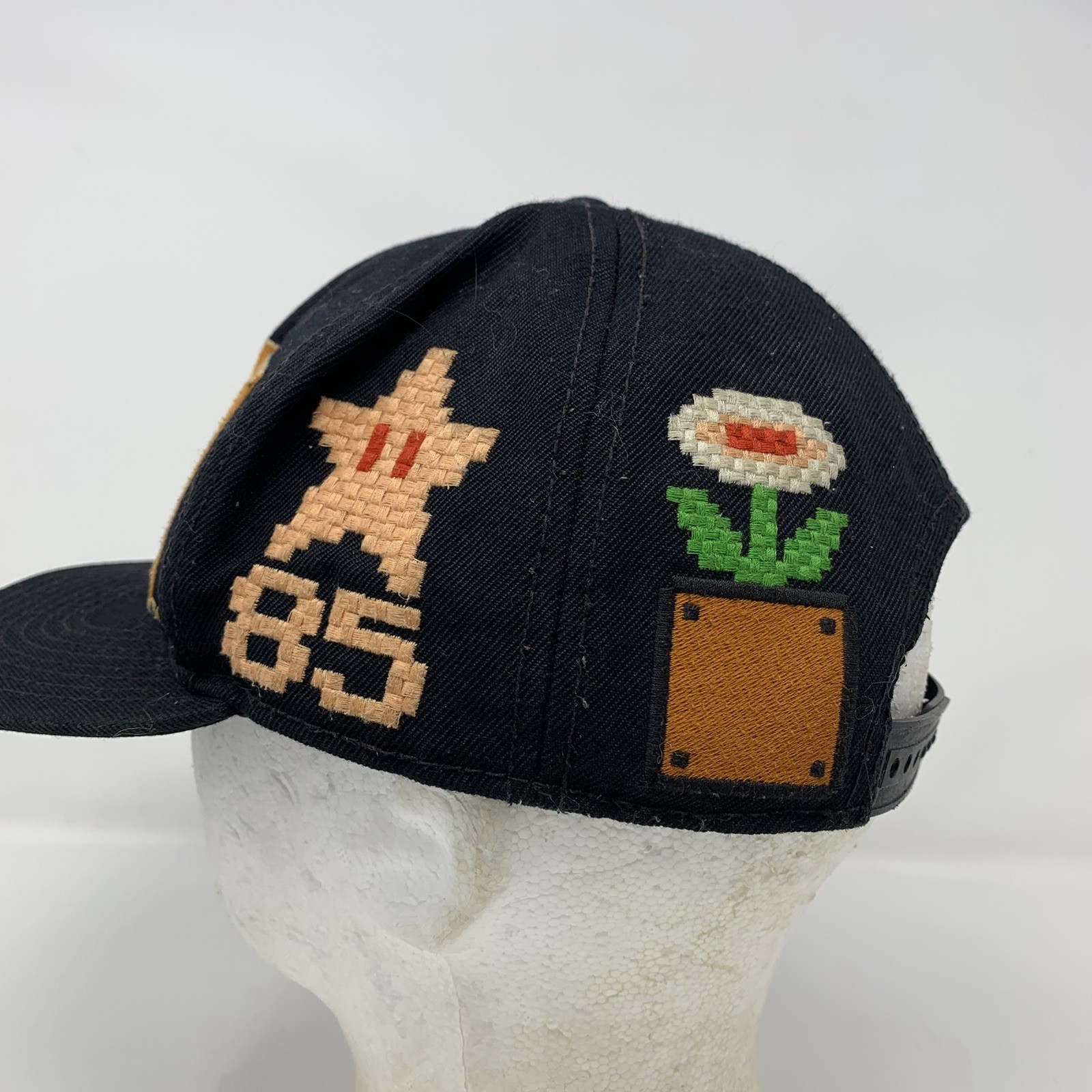Super Mario Hat Cap Snapback Pixel Stitching One … - image 3