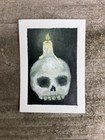 ACEO Original Hand Painted Acrylic Fine Art Miniature | candle skull spooky — photo 1