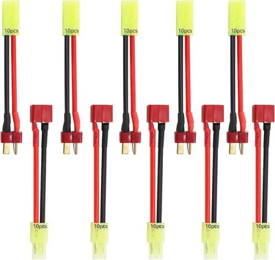 Mini Tamiya Connector to Deans T Plug 10pcs 16AWG Male Reversed Female Cable