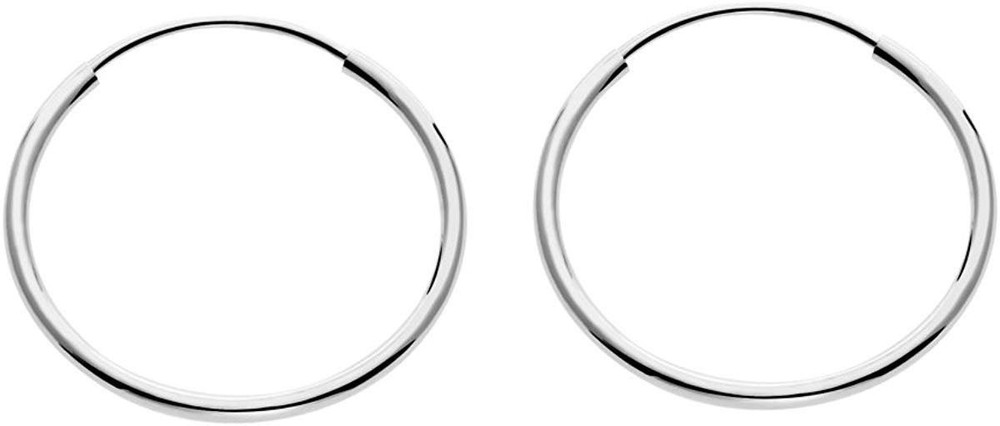 14k White Gold Endless Hoop Earrings Round Flexible Thin Endless Hoops