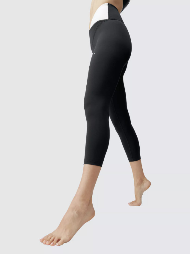 Leggings capri Born Living Yoga, tiza negra/blanca, L