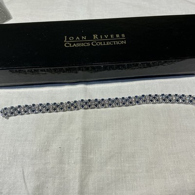 Joan Rivers  Joan's Life Stripes  Line Bracelet 7  Blue Crystal Rhinestone