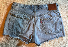 New Levi's Premium 501 Cut-Off Big E 100 Cotton Denim Jean Shorts Women 30