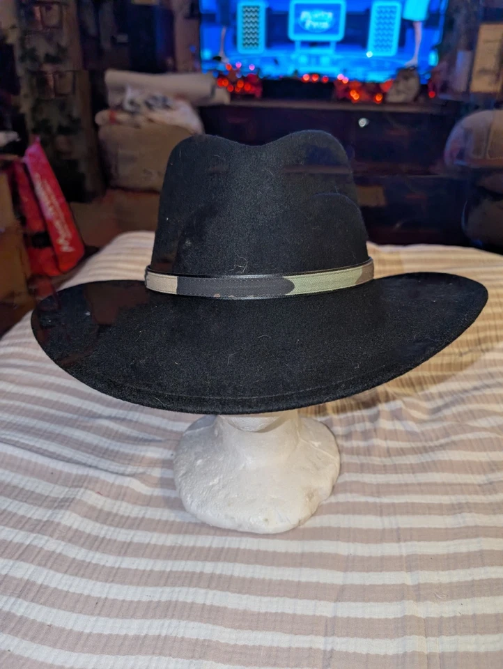 Sombrero Black Creek talla L lana negro aplastable repelente al agua camuflaje occidental EE. UU.  Foto 4 de 4