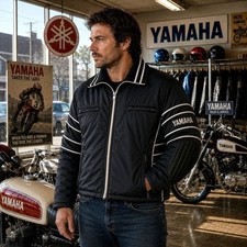 Vintage Yamaha Insulated Racing Jacket Men's XL Black Motorcycle 70s 80s