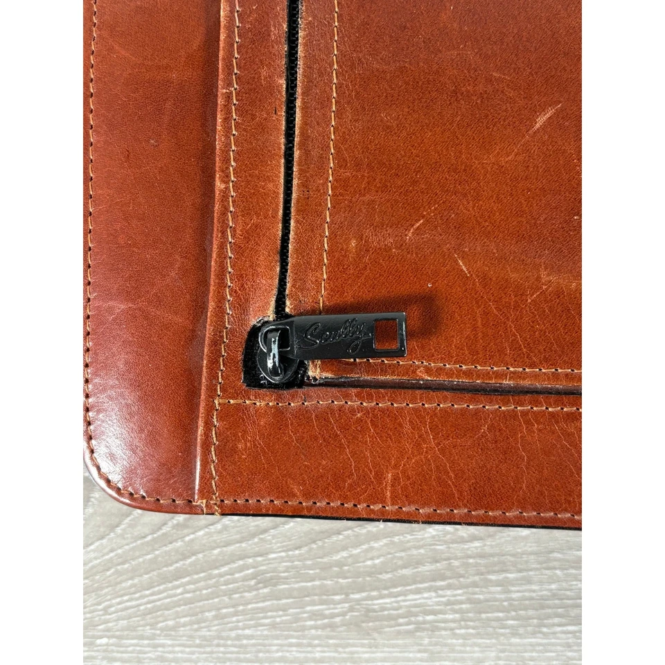 Planificador de cuero Scully vintage “LC” en cubierta frontal - Rellenos originales mapas interiores Foto 3 de 4