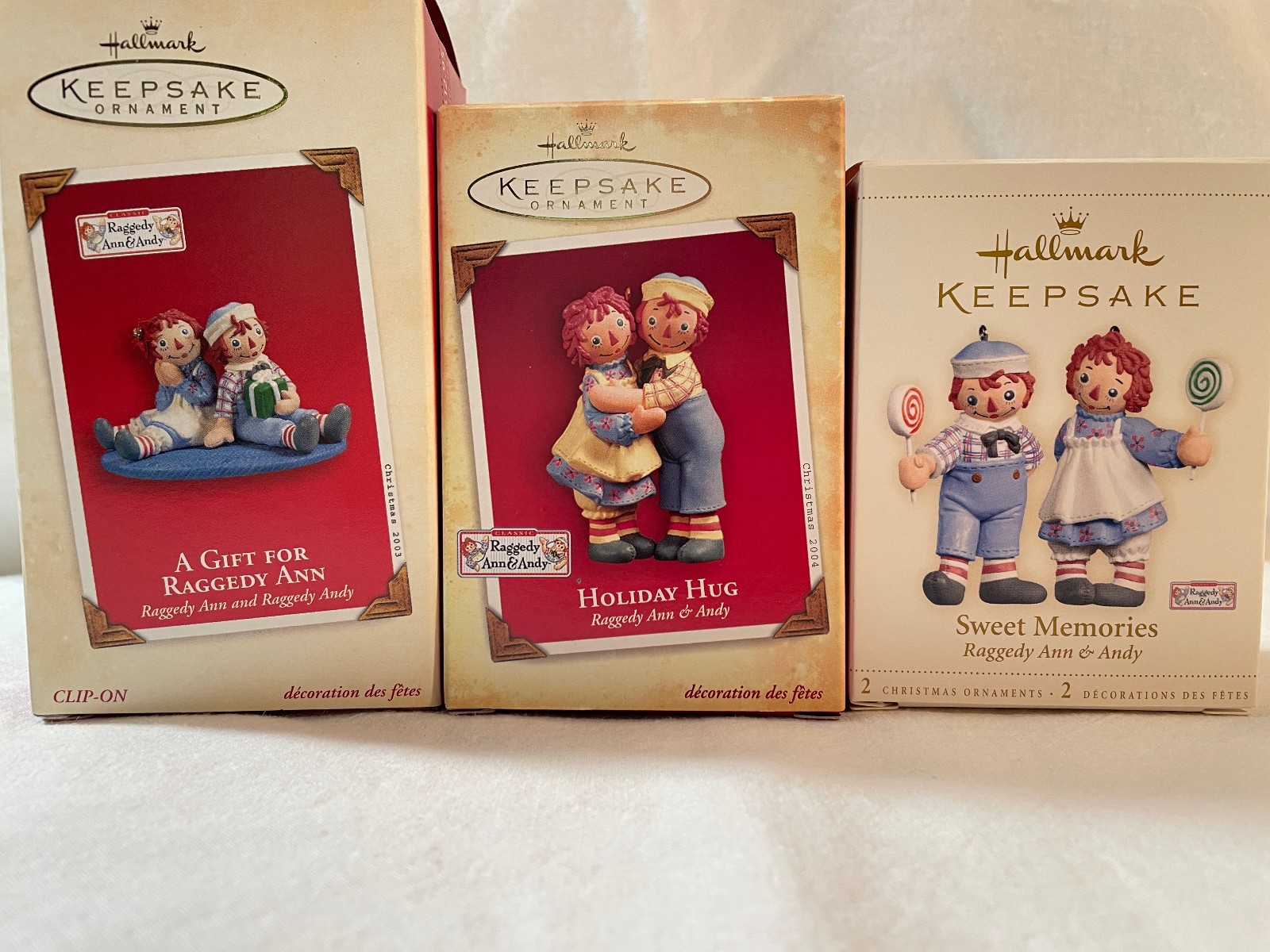 Hallmark's Raggedy Ann & Andy Ornaments - Lot of 3, 2003, 2004 &2006