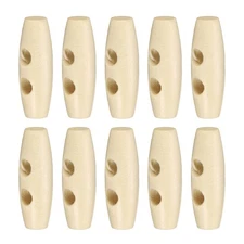 10pcs Wooden Toggle Buttons 30mm 2-Hole Wood Olive Sewing Button, Natural Color