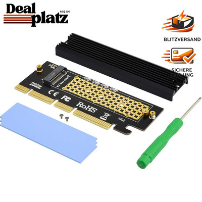 SSD Adapterkarte PCI Express 3.0 M.2 NVMe AHCI mit Kühlkörper für Samsung WD