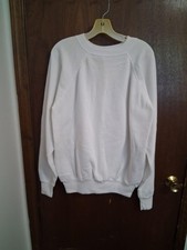 Vintage Hanes Pannill Sweatshirt Mens XL White Blank Fleece Raglan USA 80s 90s