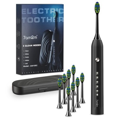 7AM2M Sonic Electric Toothbrush for Adults and 1 Count (Pack of 1), Black