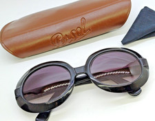 RARE VINTAGE PERSOL 0717 ART DECO RATTI SUNGLASSES BLACK AUTHANTIC ITALY 70s