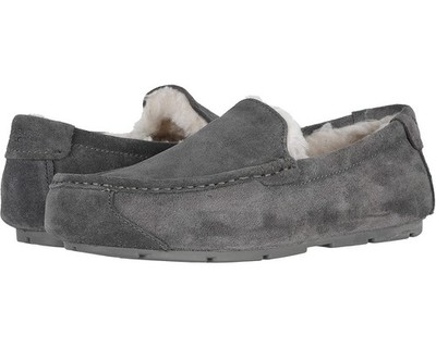 Koolaburra by Ugg Tipton Slipper Men 9 Gray Suede Faux Fur Moc Toe Shoes RHS5238