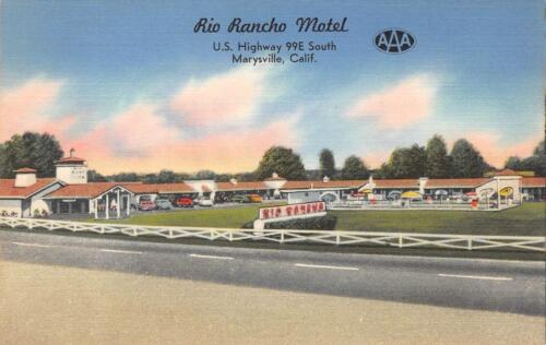 Marysville, California RIO RANCHO MOTEL Roadside ca 1940s Linen Vintage Postcard - Picture 1 of 2
