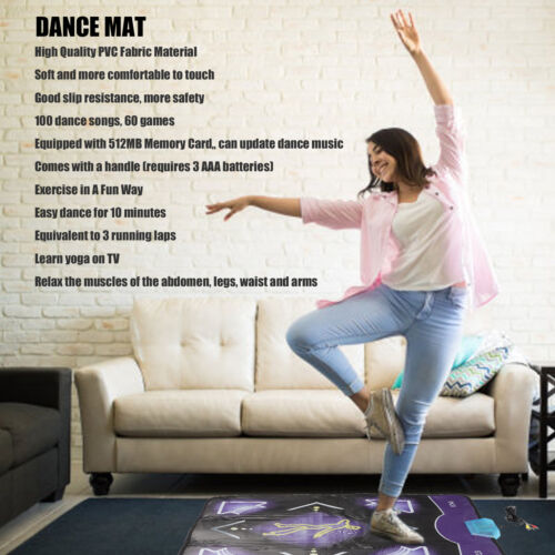 Dance Mat Soft Prevent Slip Wearable 100 Music 60 Games Dual Use Dancing Pad SD0 - Picture 1 of 21