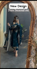 Wedding Wear Blue Kurta Palazzo Salwar Suit Indian Readymade Kurti Pant Suit Set