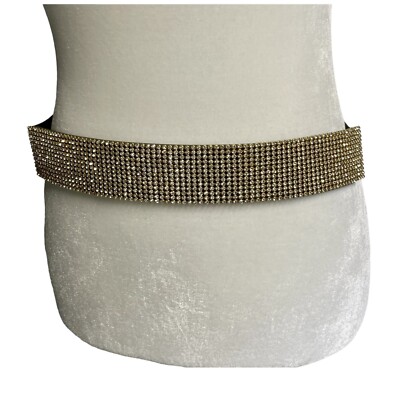 Black & Gold Rhinestone Elastic Corset Waist Statement Belt Crystal Embellished Elastic Waist Belt Black | Boston Proper main image 4