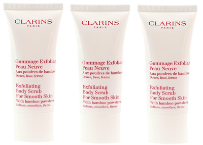 3 x Clarins Exfoliant Body Scrub With Bamboo Powder Smooth Skin.30 mL 1 Oz Ea