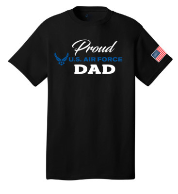 Proud U.S. Air Force Dad T-Shirt With American Flag FATHER FREEDOM FIGHTER PILOT