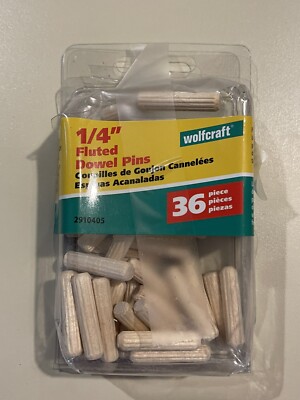 Wolfcraft FLUTED DOWEL PINS 1/4'' Natural 36 pc Accurate Furniture Repair 2910405
