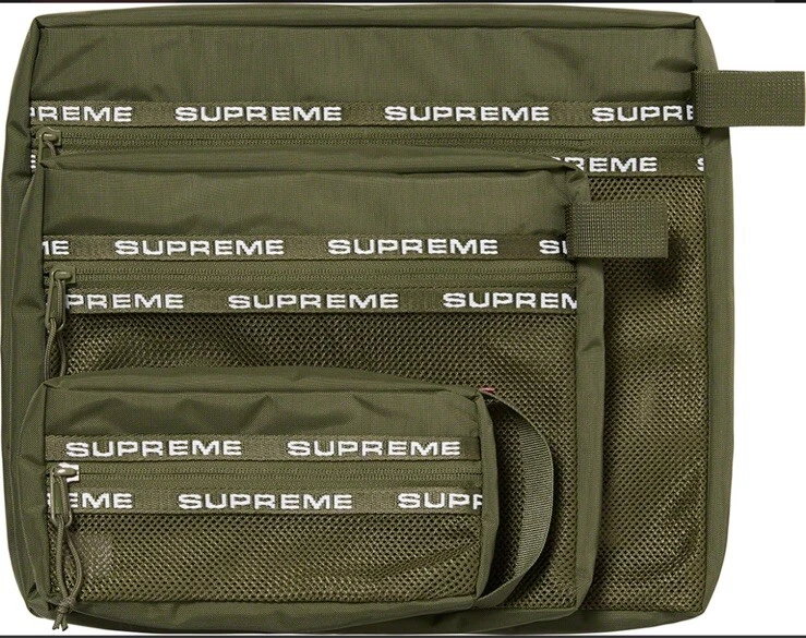 Ensemble de pochettes Supreme Organizer (lot de 3) vertes neuves avec étiquettes FW22 FW22B21 100 % authentique