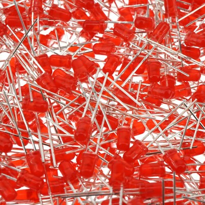 3mm Red Diffused LEDs, 1000 Pack