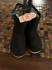 NWT Toddler Girls Size 7 Black Boots Faux Fur Comfort Sock Wonder Nation