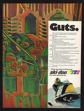 1971 Ski Doo Snowmobile Guts North Pole Winter Bombardier Rotax Engine Print Ad