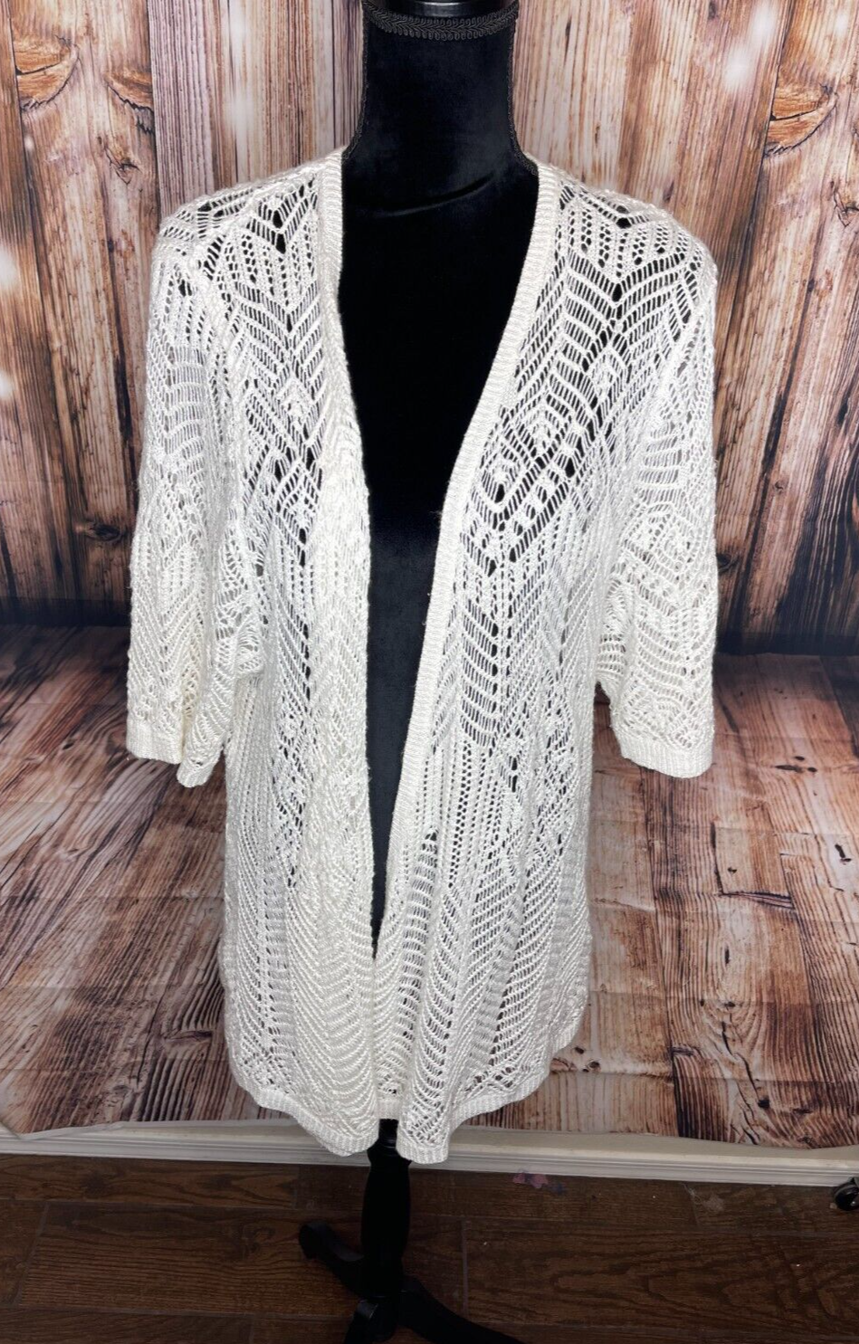 Cato Woman Plus size crocheted off-white sweater size 22/24W open front |  eBay