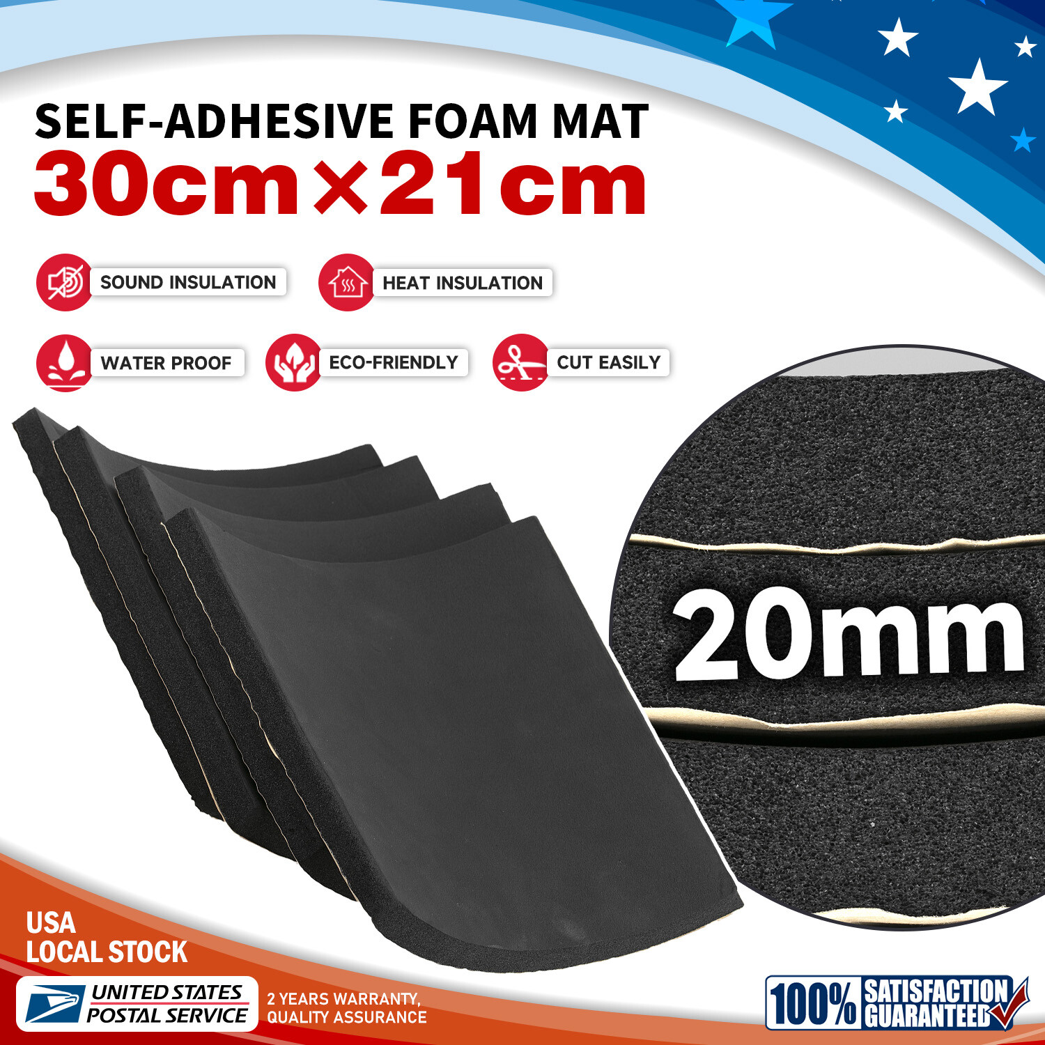 2.7sqft Auto Trunk Engine Hood Sound Deadener Foam Heat Shield Noise  Mat