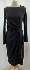 Dress Linea Size 10 Black House Of Fraser Polyester Long Sleeve Knee Length